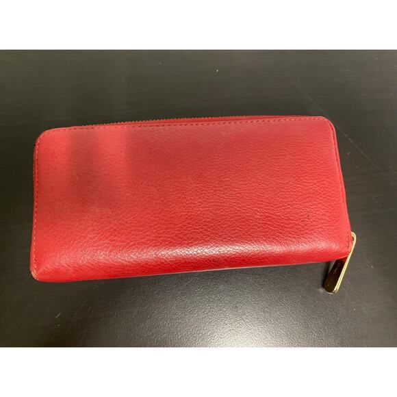 MICHAEL KORS Jet Set Zip Around Large Continental Travel Wallet Red Leather-Used - Picture 2 of 6